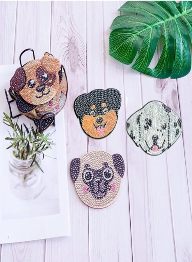 CRAFT MATE CRAFTMATE Diamond Painting Coasters Kit | 4 Pieces Glitter Pup Mandala Diamond Art Coasters with Holder for Beginners, 4 inch - Image 2